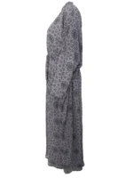 Mihrab Grey Geometric Chiffon Kaftan