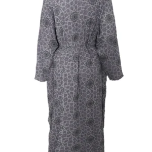 Mihrab Grey Geometric Chiffon Kaftan