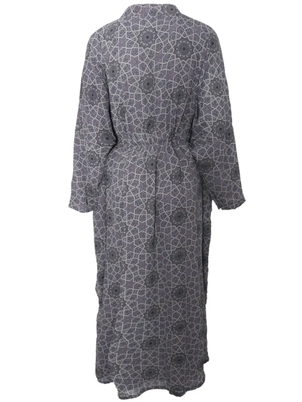 Mihrab Grey Geometric Chiffon Kaftan