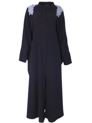 Black Jacket with Metallic Blue Shoulder Embellishment