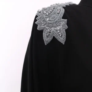 Black Jacket with Metallic Blue Shoulder Embellishment