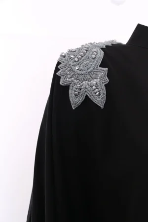 Black Jacket with Metallic Blue Shoulder Embellishment