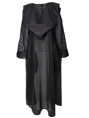 Black Net Oversized Hooded Jacket