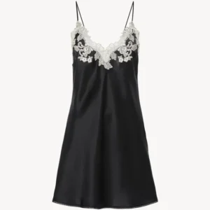 Black Silk Slip Dress With Frastaglio