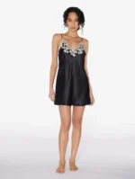 Black Silk Slip Dress With Frastaglio