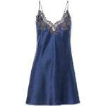 Blue Silk Slip Dress With Frastaglio