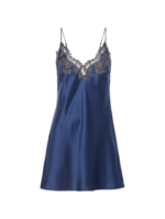Blue Silk Slip Dress With Frastaglio