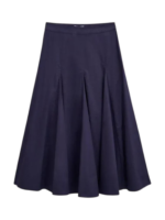 Hobbs Silvia Pleat Midi True Navy Skirt