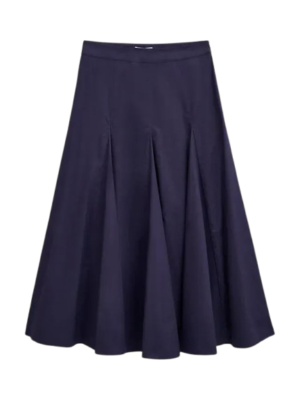 Hobbs Silvia Pleat Midi True Navy Skirt