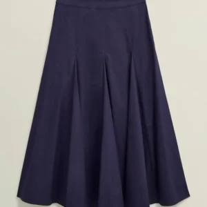 Hobbs Silvia Pleat Midi True Navy Skirt
