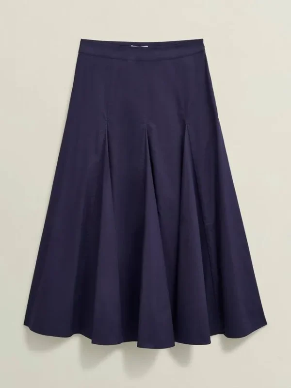 Hobbs Silvia Pleat Midi True Navy Skirt