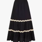Ric Rac Tiered Maxi Black Skirt