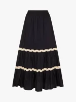 Ric Rac Tiered Maxi Black Skirt