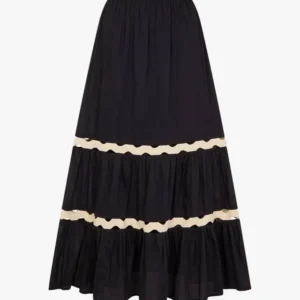 Ric Rac Tiered Maxi Black Skirt