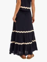 Ric Rac Tiered Maxi Black Skirt
