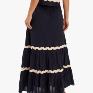 Ric Rac Tiered Maxi Black Skirt