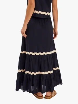 Ric Rac Tiered Maxi Black Skirt