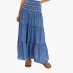 Smock Tiered Maxi Blue Skirt