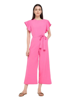 Ruffle Sleeve Belt Tie Up Detail Jumpsuit