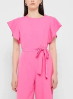 Ruffle Sleeve Belt Tie Up Detail Jumpsuit