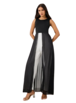 Sleeveless Color Block Jumpsuit with Chiffon Skirt