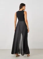 Sleeveless Color Block Jumpsuit with Chiffon Skirt