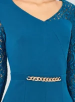 Sleeves Wide Leg Jumpsuit with Chain Accent