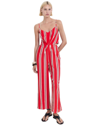 Striped Jumpsuit With Cut-Out