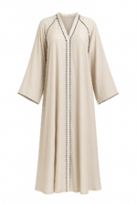 Classic Beige Trimmed Abaya
