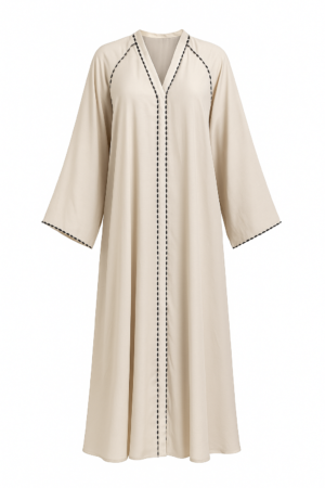 Classic Beige Trimmed Abaya