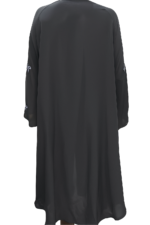 Chic Jet Black Front Open Bow Abaya