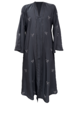 Chic Jet Black Front Open Bow Abaya