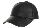 Black Leather Baseball Cap - Curved Peak Lamb Nappa