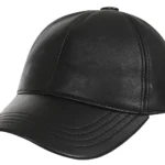 Black Leather Baseball Cap - Curved Peak Lamb Nappa
