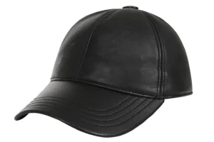 Black Leather Baseball Cap - Curved Peak Lamb Nappa