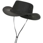 Genuine Black Cowhide Leather Cowboy Hat