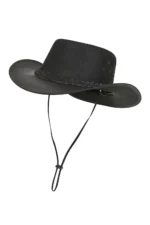 Genuine Black Cowhide Leather Cowboy Hat