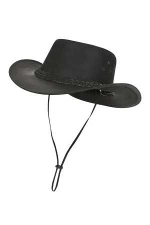 Genuine Black Cowhide Leather Cowboy Hat