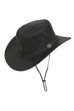 Genuine Black Cowhide Leather Cowboy Hat1