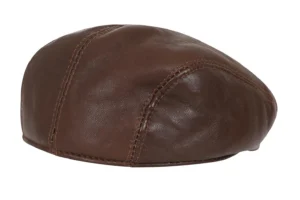 Genuine Brown Leather Grandad Flat Cap-1