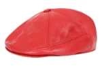 Premium Lamb Nappa Red Leather Flat Cap