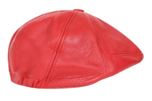 Premium Lamb Nappa Red Leather Flat Cap1
