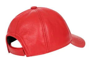Red Leather Baseball Cap-1