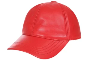 Red Leather Baseball Cap