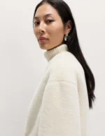 Borg Collarless Breasted Longline Coat-1