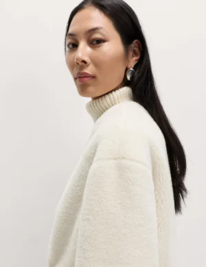 Borg Collarless Breasted Longline Coat-1