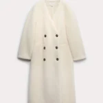 Borg Collarless Breasted Longline Coat
