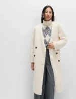 Borg Collarless Breasted Longline Coat-2