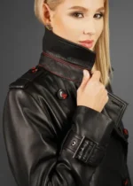 Pure Leather Black Trench Coat-4