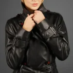 Pure Leather Black Trench Coat